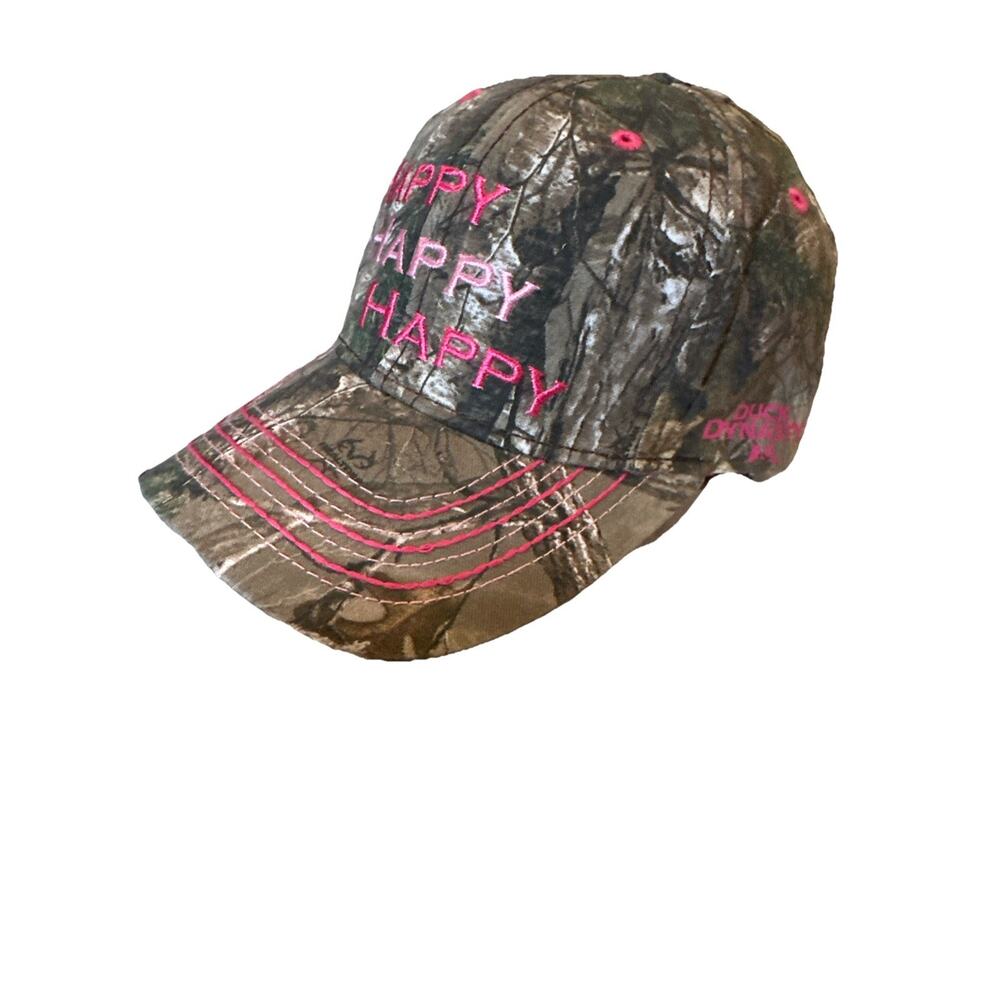 Duck Dynasty Women’s Pink Camo Happy Happy Happy Adjustable Hat NWOT EMBROIDERED